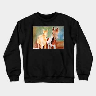 Two Horses in the Country Painting Crewneck Sweatshirt